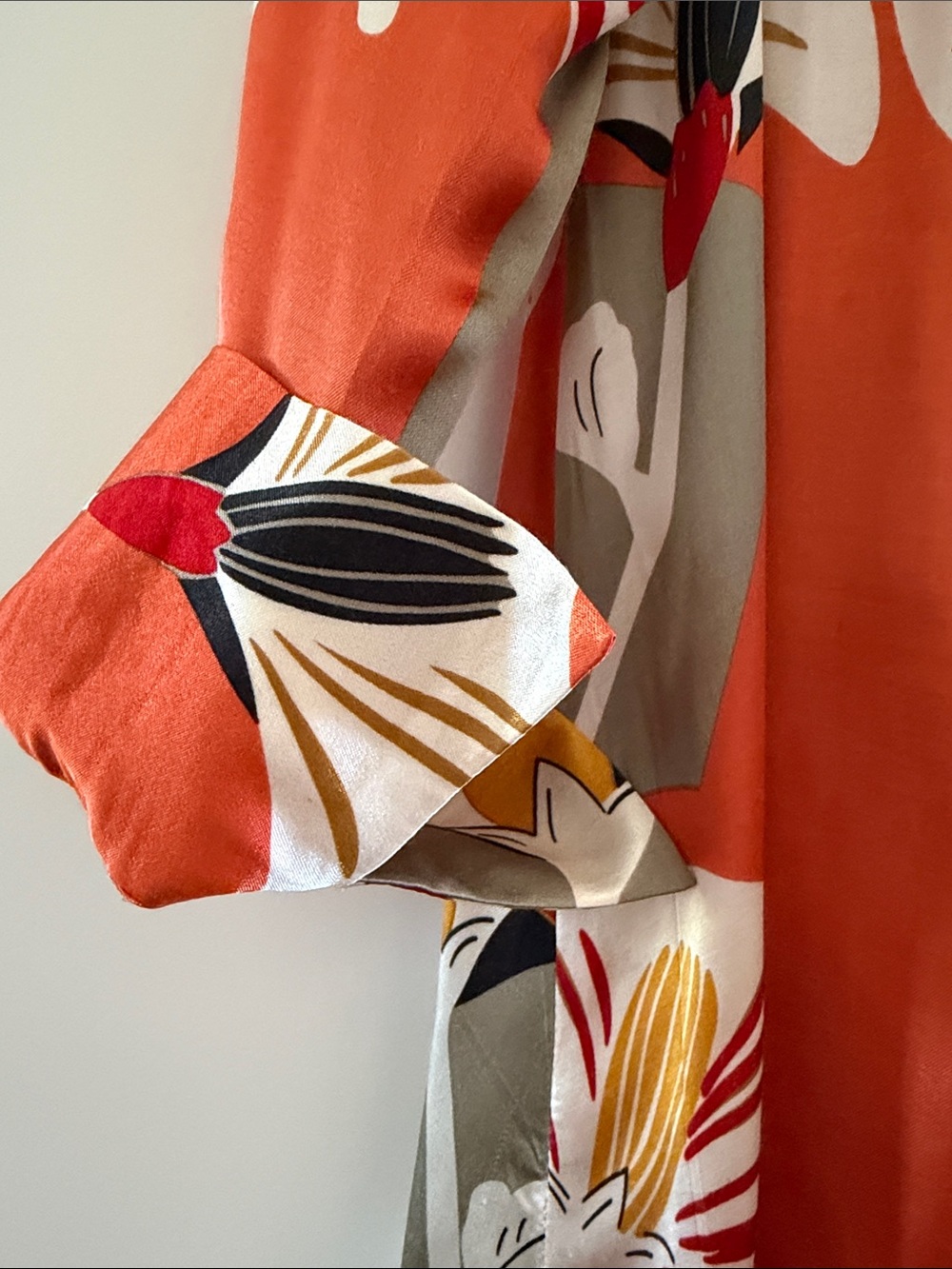Anthropologie Orange and Taupe Floral Button-Front Midi Dress by CoreyLynnCalter - Picture 2 of 7